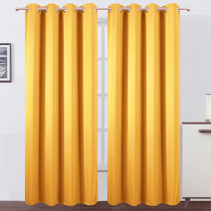 Yellow Blackout Curtains/52 x 108 Inch/Set of 2 Panels Thermal Insulated Room Darkening Curtains for Bedroom