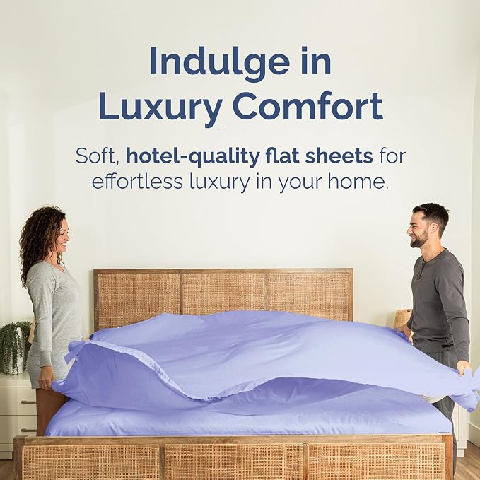 Twin Flat Sheet - Single Top Flat Sheet Only - Soft & Cooling - Lavender | Hotel Luxury Top Flat Sheet Only, Ultra-Soft, Breathable & Cooling, Fade & Wrinkle Free, Easy-Care, Stain & Shrink Resistant