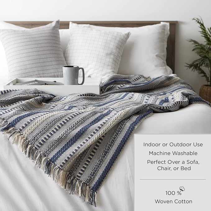 DII Rustic Farmhouse Double Diamond Woven Throw, 50x60, Pumpkin Spice