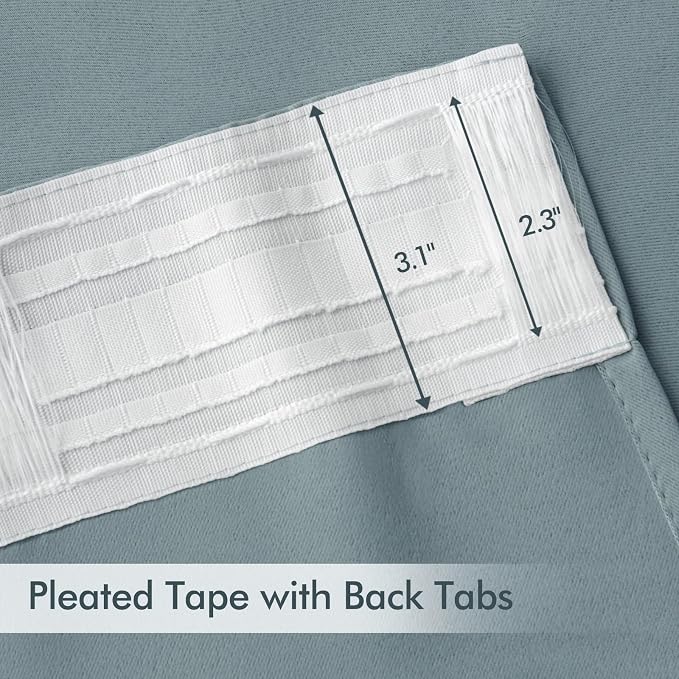 MIULEE Slate Blue Back Tab Blackout Curtains 52x120 Inch Long 2 Panels Set | Rod Pocket Pinch Pleated, Thermal Insulated, Bedroom Living Room Darkening Privacy Drapes, Extra Long Light Blocking Curtains