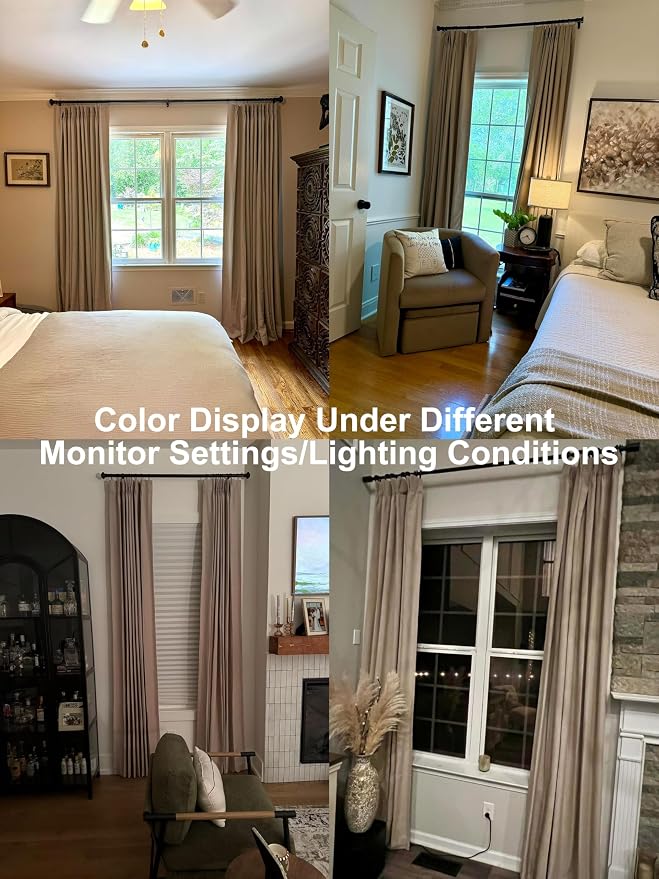 Vision Home Sand Pinch Pleated Full Blackout Curtains Linen Blended Room Darkening Window Curtains 102 inch for Living Room Bedroom Thermal Insulated Pinch Pleat Drapes with Hooks 60" Wx102 Lx1