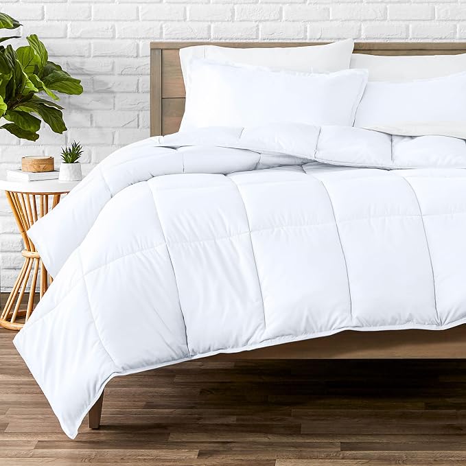 Bare Home Comforter Set - 1800 Ultra Soft (Oversized Queen, White) | All-Season, Breathable, Hypoallergenic, Premium 1800, Warm, Cozy