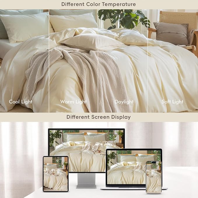 MooMee Duvet Cover Set 100% Washed Cotton Linen Like Oversized King | Relaxed Linen-like Texture. Soft, Breathable & Long-lasting Comfort. Lightweight. Hidden Zipper with 8 Interior Corner Ties
