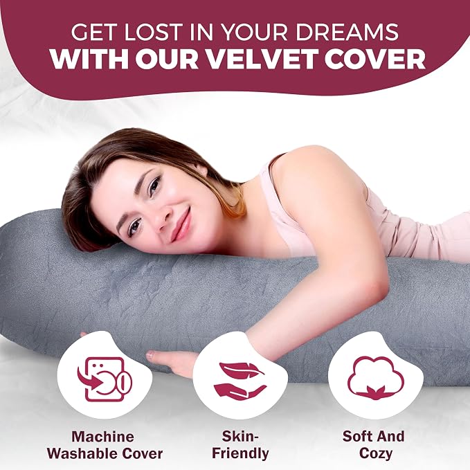 Pregnancy Pillows for Sleeping – 57-Inch Maternity Pillow for Pregnant Women with Removable Washable Cover – Support for Back, Belly, Neck, Legs, & Hips – V C U Shaped Full Body Pillow
