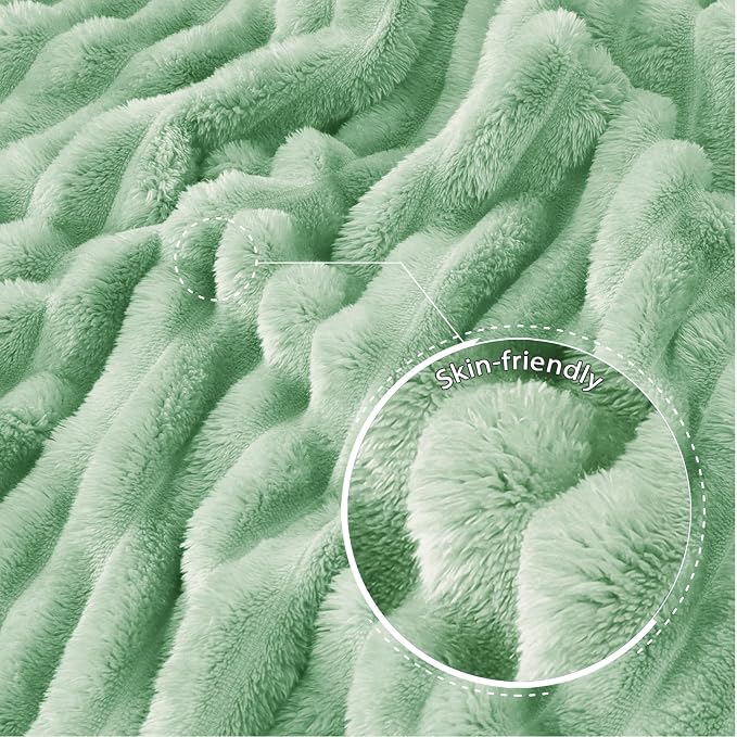 Exclusivo Mezcla Striped Twin Size Fleece Blanket for Bed, Couch, 60"x80" | Soft Breathable Cozy Bed Blankets, Lightweight Plush Fluffy Fuzzy Jacquard Decorative Blankets