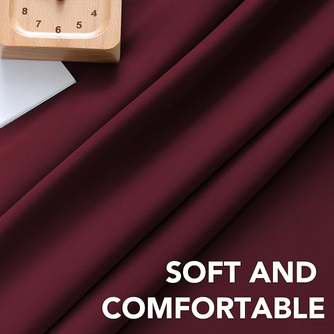 H.VERSAILTEX Christmas Blackout Curtains Thermal Insulated Window Treatment Panels Blackout Drapes for Living Room Back Tab/Rod Pocket Bedroom Draperies, 52 x 63 Inch, Burgundy Red, 2 Panels