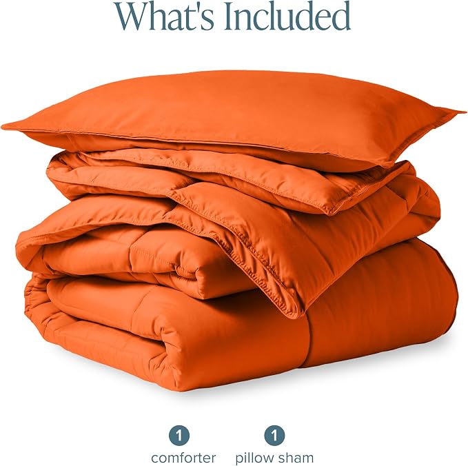 Bare Home Comforter Set - 1800 Ultra Soft (Twin/Twin XL, Orange) | All-Season, Breathable, Hypoallergenic, Premium 1800, Warm, Cozy