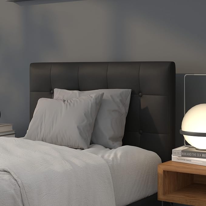 Flash Furniture Twin Tufted Vinyl Headboard, Black | Adjustable Height, Easy Install, Bedroom Decor