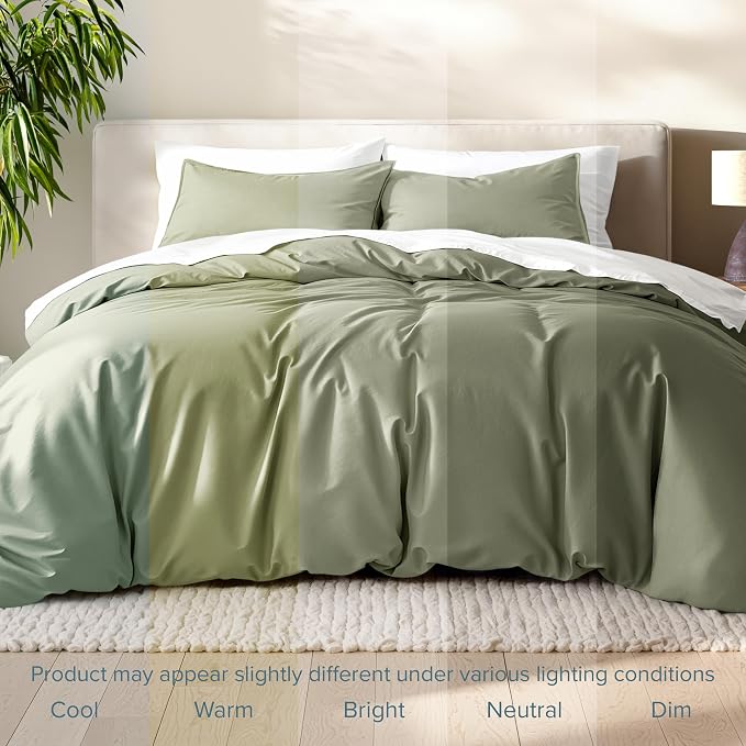Bare Home Duvet Cover Set 1800 Ultra-Soft (Queen, Sage) | Lightweight, Cooling, Breathable, Premium 1800 Ultra-Soft, All-Season