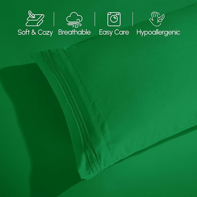 Elegant Comfort Luxury 1500 Premium Hotel Quality Microfiber 4-Piece Sheet Set - Wrinkle Resistant, All Around Elastic Fitted Sheet, Deep Pocket up to 16", Full, Emerald Green