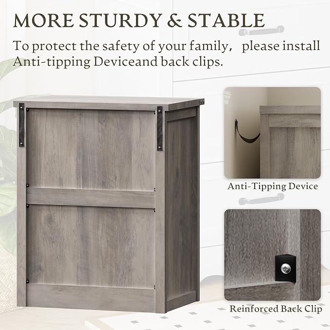 BORNOON 3-Drawer Dresser for Bedroom, Small Wooden Chest of Drawers with Metal Handles, Narrow Storage Cabinet with Anti-Tipping Design, Sturdy Dresser Organizer for Closet, Living Room, Entryway