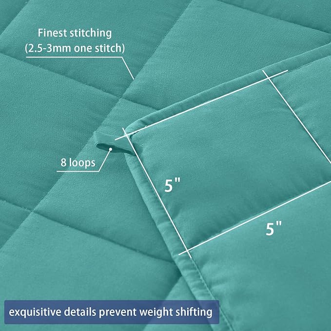 yescool Weighted Blanket for Adults (10 lbs, 48" x 72", Teal) Cooling Heavy Blanket for Sleeping Perfect for 90-110 lbs, Twin Size Breathable Blanket with Premium Glass Bead, Machine Washable