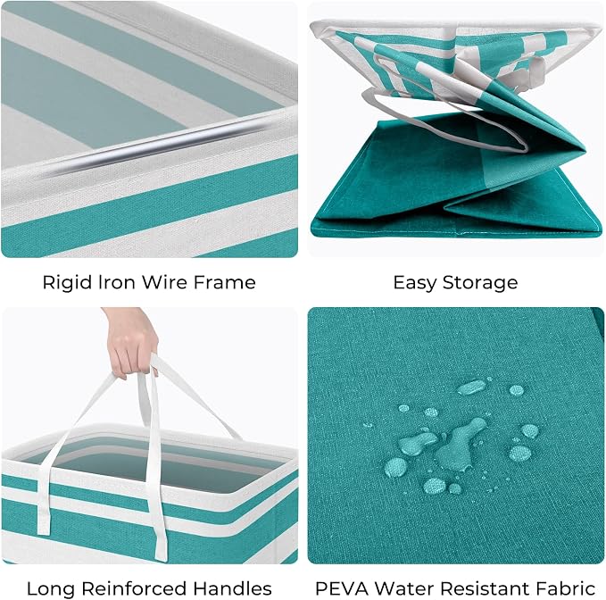 HomeHacks 2 Pack Large Laundry Baskets, Laundry Hampers Bags (Green 100Lx2) | Waterproof, Freestanding, Collapsible Clothes Hamper with Reinforced Handles in Laundry Room, Dorm, Bathroom, Bedroom