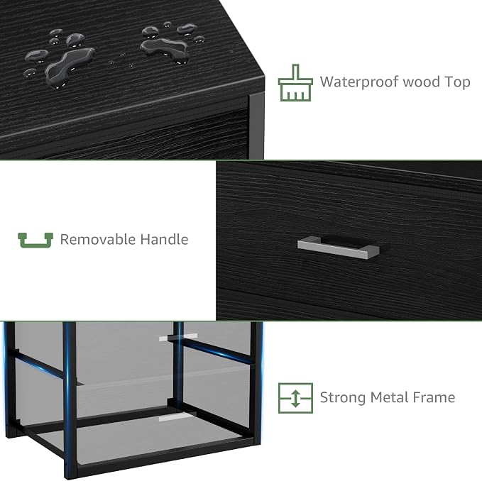 BOLUO Closet Drawers Black Fabric 3 Drawer Small Dresser for Closet Organizers and Storage Bedroom Dorm Modern