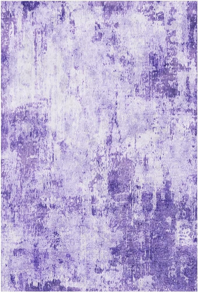 RELEANY Washable Runner 2'x8' Abstract Area Rug for Hallway Purple | Carpet for Kitchen, Entryway, Bathroom, Living Room, Bedroom, Printed Pattern, Non‑Slip, Soft, Stain‑Resistant, Easy to Clean