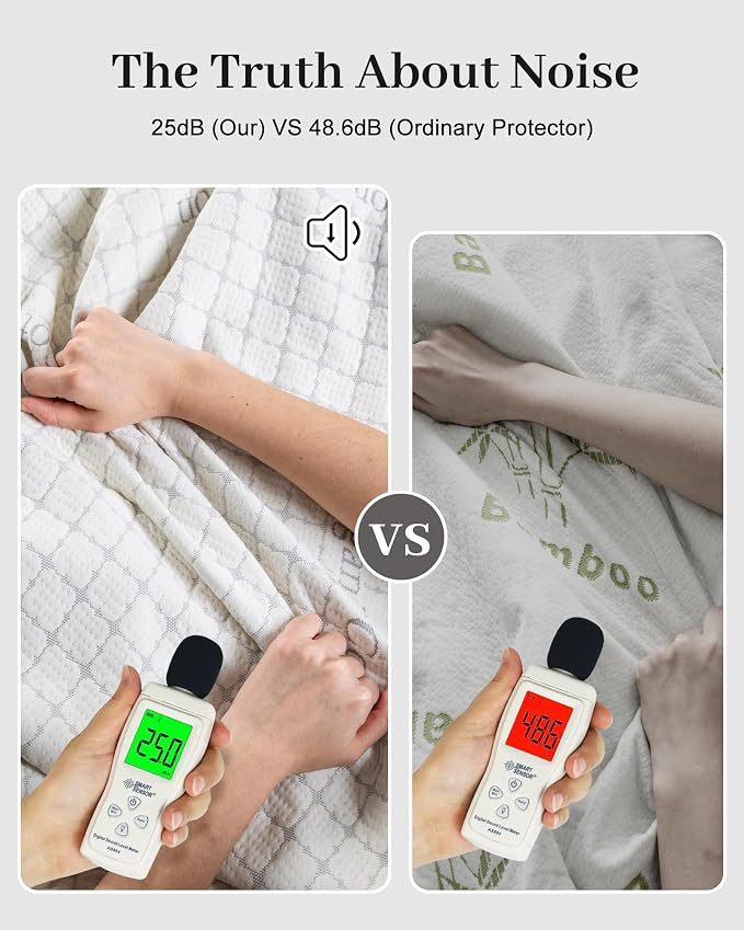Waterproof Mattress Protector Organic Cotton Blend Cover Full Grey | 3D Air Fabric Washable & Deep Pocket Mattress Cover Breathable Noiseless Protectors 54"X75"