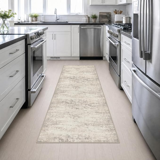 2.6x8 Washable Runner Rug：Modern Abstract Soft Carpet Brown Beige | For Hallway, Bedroom, Kitchen, Laundry, Bathroom,Door Mat,Modern Abstract,Machine washable,Non-Slip,Stain Resistant,Indoor
