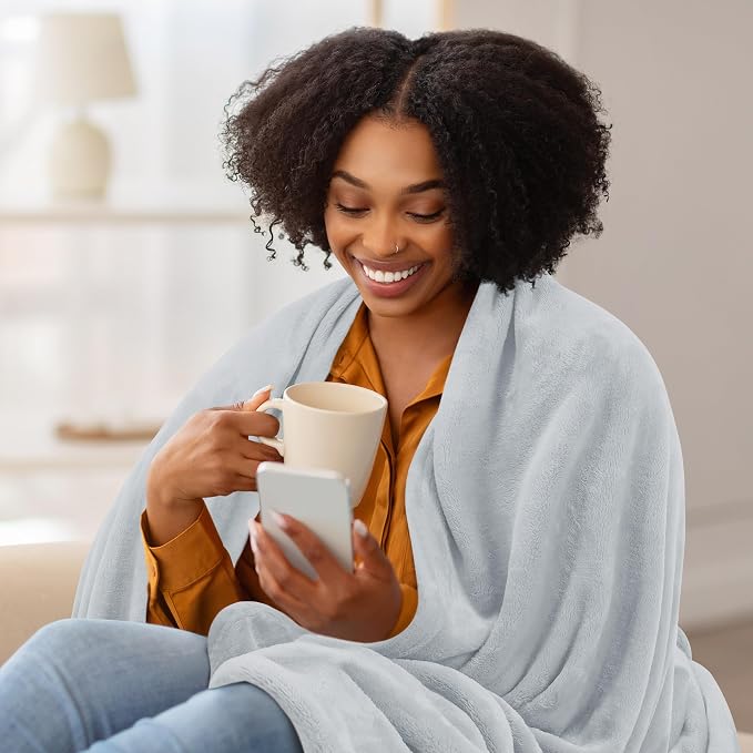 Utopia Bedding Soft Fleece Bed Blanket Throw Size Light Grey (50x60 Inch) | Microfiber Plush Warm Lightweight Breathable Cozy Blanket Anti-Static, All Season Use, Gift for Women and Men