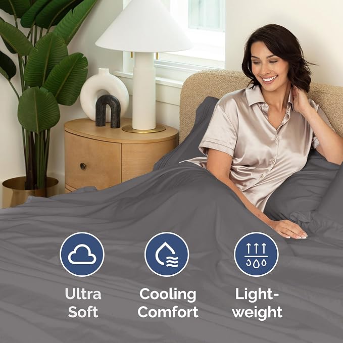 Twin XL Flat Sheet - College Dorm Room - Top Flat Sheet Only - Dark Grey | College Dorm Room Essentials, Ultra-Soft, Breathable & Cooling, Fade & Wrinkle Free, Easy-Care, Stain & Shrink Resistant