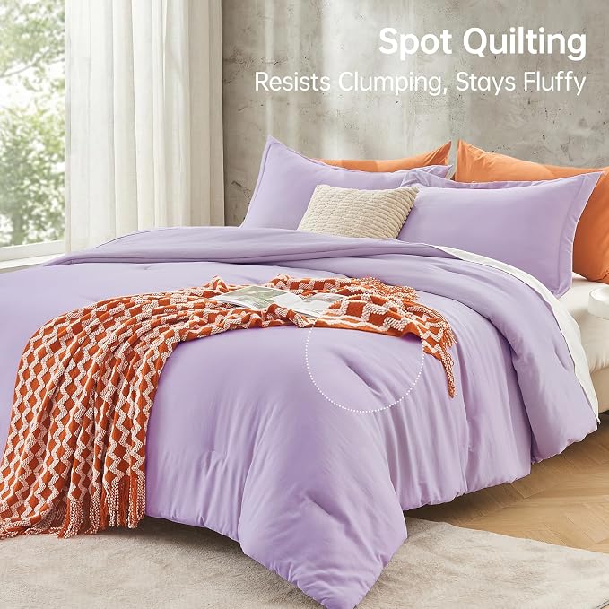 Full Comforter Sets, All Season Ultra Soft Down Alternative Bedding - 3 Piece Lightweight Bed Set Includes 1 Comforter (82"x86") and 2 Pillow Shams (20"x26"), Crystal Purple