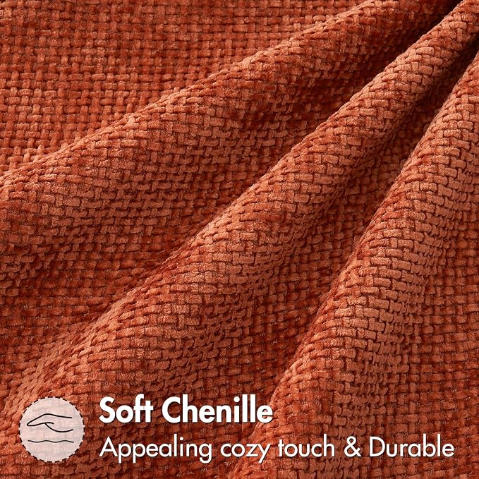 MIULEE Fall Decorative Lumbar Throw Pillow Covers 12x20 Burnt Orange 2 Pack | Modern Boho Accent, Soft Chenille Pillow Covers, Farmhouse Cushion Cases for Couch Bed Sofa Living Room Home Decor
