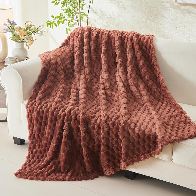 NEWCOSPLAY Fleece Clouds Cozy Throw Blanket for Couch, Coffee, 50"x60" | Premium Silky Flannel Blanket, Soft Lightweight Fluffy Throw Blanket for Bed Sofa Decor, Gift for All Season Use