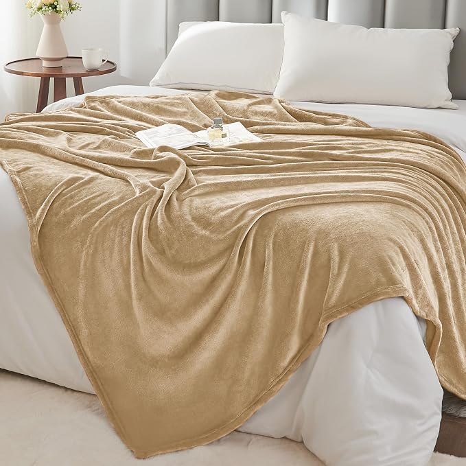 BEDELITE Fleece Blanket Soft Plush King Bed Blanket Light Camel 108"x90" | Ultra Soft Fleece, Plush Microfiber, Lightweight Warmth, All Season Comfort, Fade Resistant, Machine Washable