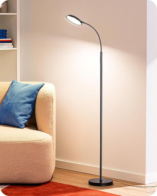 EDISHINE LED Floor Lamp 1300LM Super Bright Reading Floor Lamps Black | Dimmable, 4CCT, Remote & Touch Control, Adjustable Gooseneck, Dual Timer Design, for Bedroom, Living Room, Office