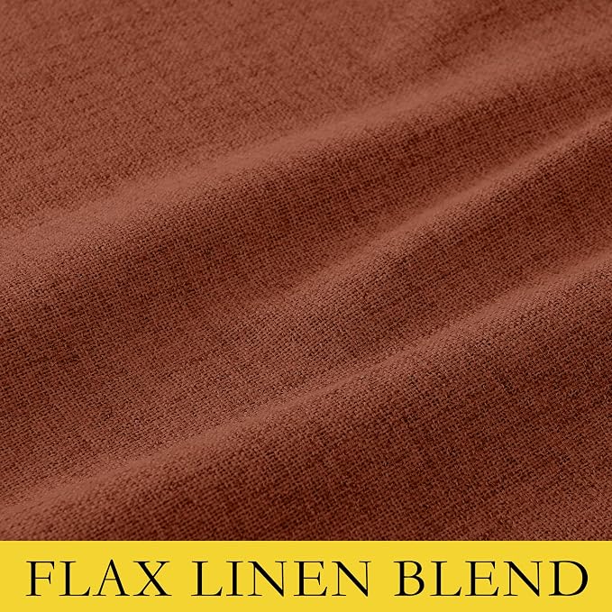 NICETOWN 100% Blackout Linen Curtains 84 inch Long 2 Panels, Rust Orange | Vintage Bedroom Curtains Thermal Insulated, Noise Reducing, Privacy Protection, Halloween Atmosphere Decoration, W52" x L84"