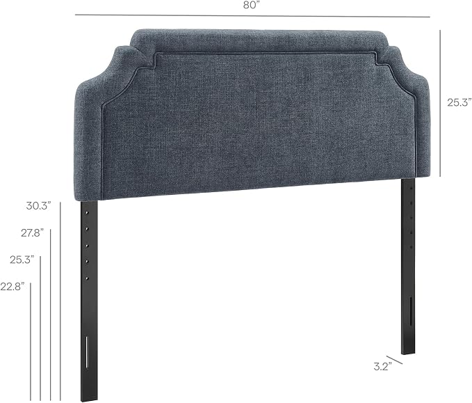 Modway Magnolia King Size Upholstered Fabric Headboard in Slate Blue - Padded Cushioned Headboard with Woven Heathered Upholstery and Adjustable Mounting Positions