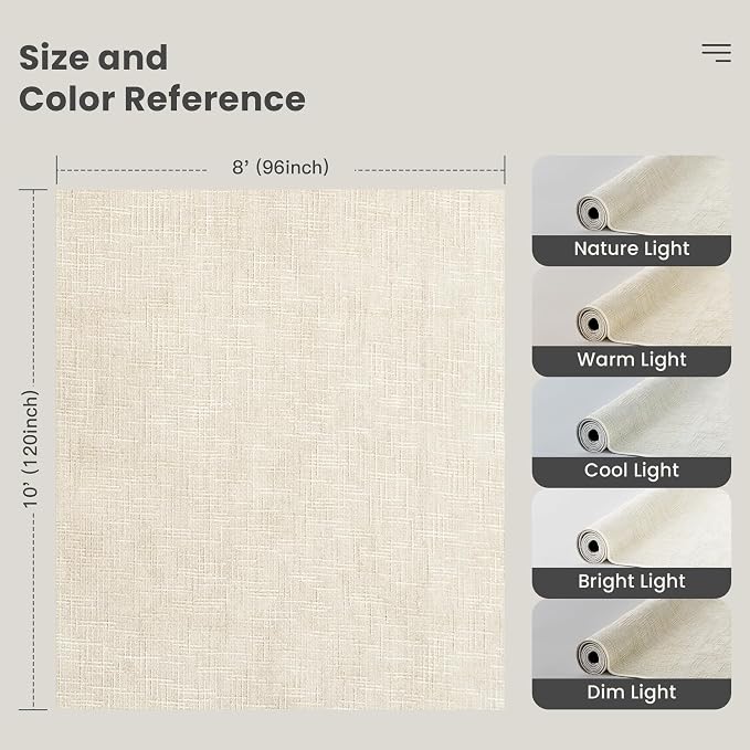 8x10 Area Rugs for Living Room, High-Low Pile Washable Rug, Ivory | Soft Fluffy Textured Design Non Slip & Lighweight, Folable, Stain Resistant Floor Carpet Rug for Bedroom, Dining Room, Office
