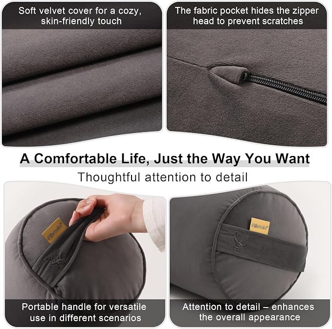 Body Pillow for Adults,Long Round Pillow,Big Cylindrical Pillow,Large Full Bolster Pillows for Side Sleepers (Steel Gray, 59"*7.87")