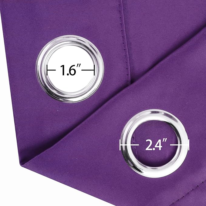 Blackout Curtains 52 x 90 Inch Long Purple Curtains Set of 2 Panels Room Darkening Curtains for Bedroom and Living Room