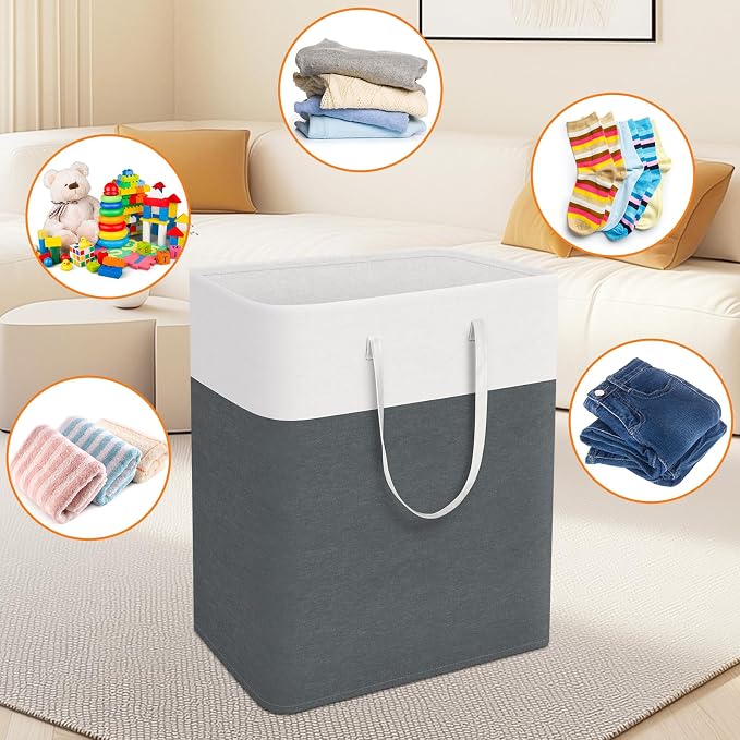 TasticTotes Laundry Basket 3-Pack, Laundry Hamper, 125L-Grey | Clothes Laundry Hamper, Collapsible Laundry Basket, Freestanding laundry hamper with Handles for Home or Dorm
