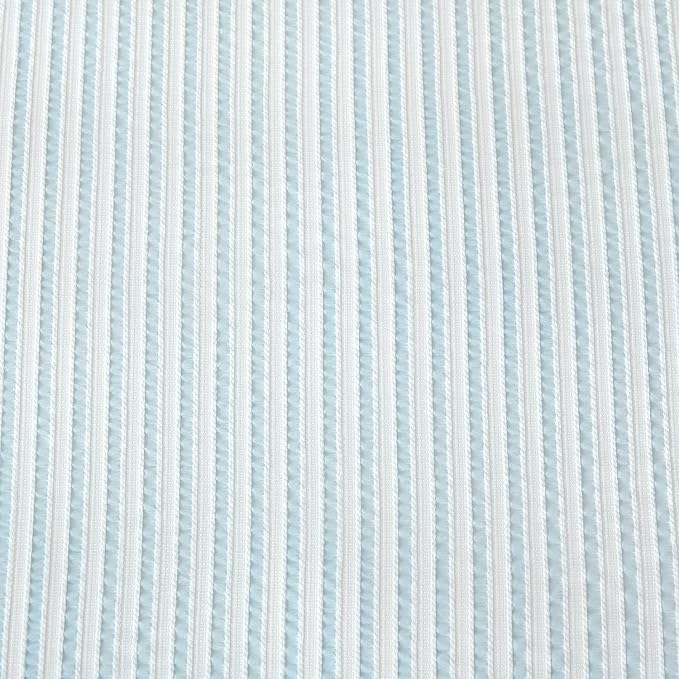 Comforter Queen Set Light Blue Striped Soft Luxury Washed Microfiber Jacquard 3 Pieces Bedding, White Light Blue Vertical Ticking Stripes Comforter with 2 Pillowcases Breathable Durable Comfy