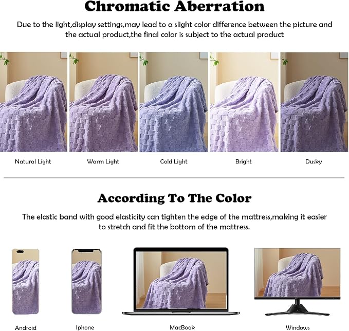 NEWCOSPLAY 3D Checkered Flannel Throw Blanket, Lavender Checkered, 50"x70" | Super Soft Cute Lightweight Decorative Premium Silky Fleece Blanket for Couch Sofa Bed, Gift for Women Men, All Season Use