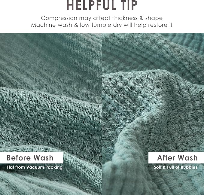 EMME Cotton Muslin King Blanket 4 Layer Ultra Soft Breathable Bed Layering Bedspread Coverlet Breathable Gauze Lightweight (Teal, 108"x90")