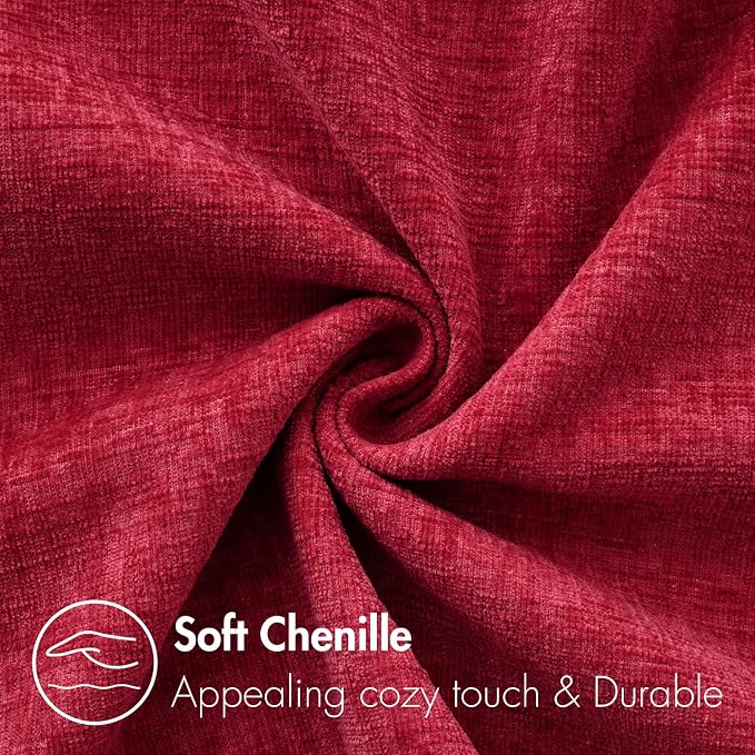 MIULEE Soft Chenille Throw Pillow Covers Red 18x18 Inch Pack of 2 | Modern Home Decor, Classic Decorative Pillows, Solid Dyed Cases, Boho Couch Cushion Covers for Sofa Bed Living Room