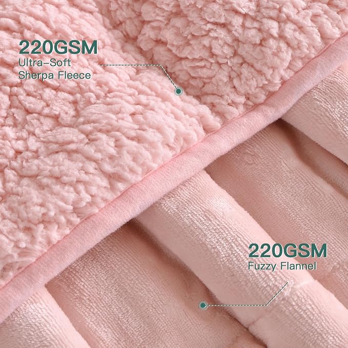 Lofus 20 lbs Weighted Blanket for Adults Queen Size 60" x 80", Pink | Dual-Sided Sherpa Fleece Heavy Blanket, for Stress Relief & Better Sleep, Ultra Soft, Ideal Gift for Family, Warm & Cozy