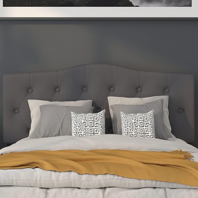 Flash Furniture Full Tufted Fabric Headboard, Dark Gray | Adjustable Height, Easy Install, Bedroom Decor