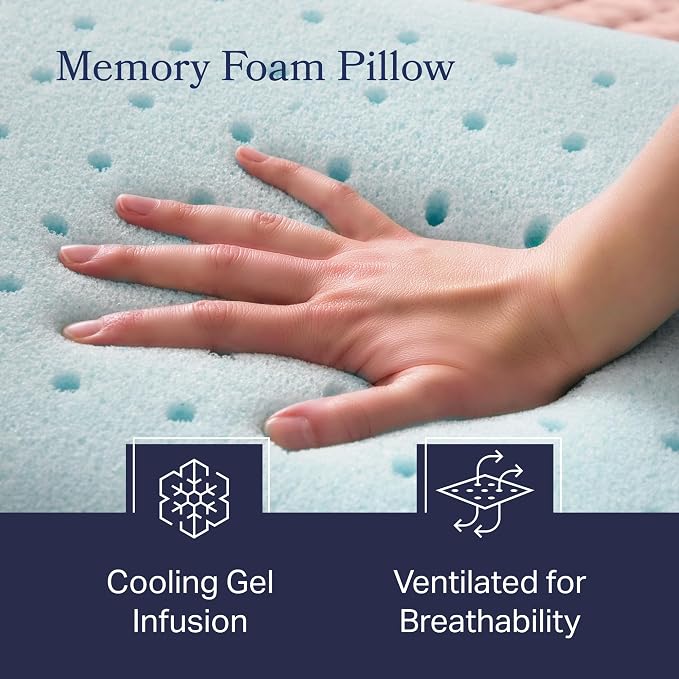 Weekender Cooling Gel Memory Foam Pillow for Sleeping – King Size, Ventilated Cooling Pillow for Side & Back Sleepers, Neck & Shoulder Support, Medium Firm, Washable Cover