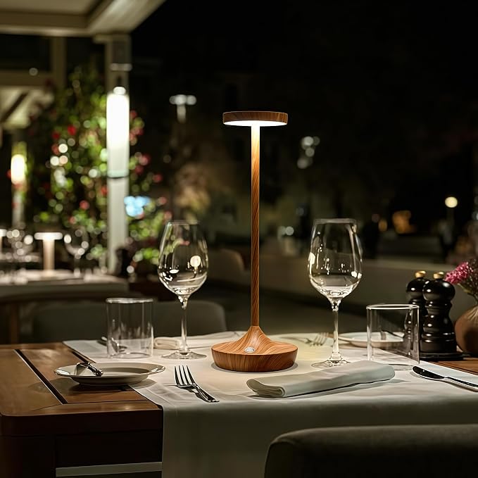 2 Pack Cordless Table Lamps, Rechargeable 6000mAh, 72H Runtime, Waterproof | Stepless Touch Dimming with 3 Color Modes & Memory Function, Portable for Outdoor/Patio/Restaurant. (Bamboo Pattern)