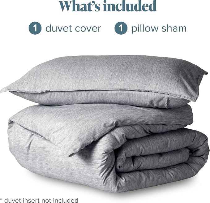 Bare Home Duvet Cover Set (Twin/Twin XL, Heathered Charcoal) | 1800 Ultra-Soft, Lightweight, Cooling, Breathable, Premium, All-Season