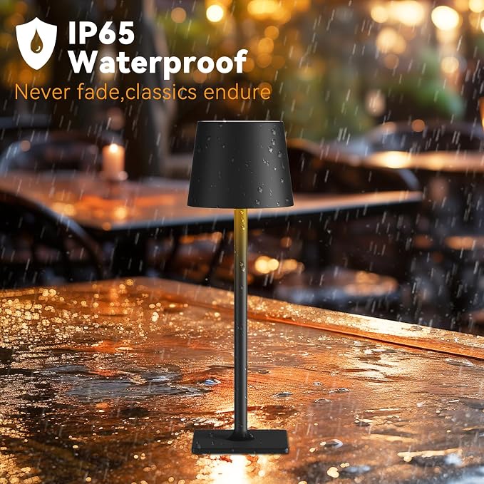 Yogaret 2 Pack Rechargeable Table Lamps,Cordless Lamp with 6000mAh Battery Operated, Portable Indoor/Outdoor Table Lamp for Patio Restaurant Home Dinner Dining Kitchen,Waterproof & Wireless | Portable table lights set of 2 wireless battery operated lam...
