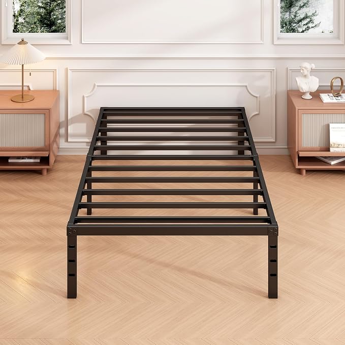 Hafenpo 14 Inch Twin Bed Frame, Under Bed Storage, Black | Sturdy Metal Platform Twin Size, No Box Spring Needed, Heavy Duty, Easy Assembly, Strong Bearing Capacity