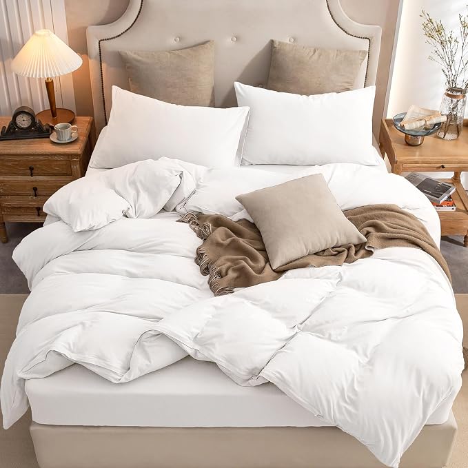 PURE ERA Jersey Knit Sheet Set Solid Bright White Full | 100% Cotton, 3 Piece Set, T Shirt Soft, Breathable, Envelope Closure Pillowcases, Hidden Zipper, 8 Ties, No Insert, Modern