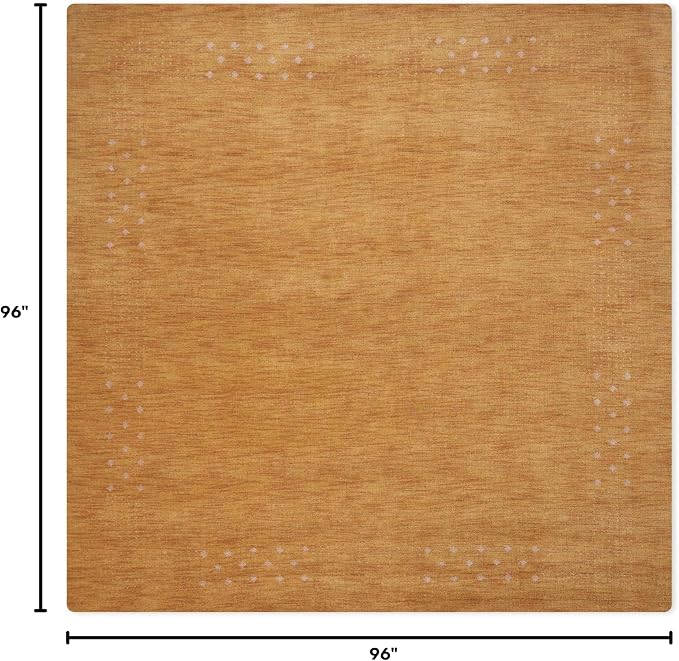 Hand Knotted Loom Wool ECO-Friendly Area Rugs - 8'x8', Square Shape, Gold Color, Contemporary Modern Design, High Pile Thick Handmade Anti Skid Area Rugs for Living Room, Bed Room (L00530)