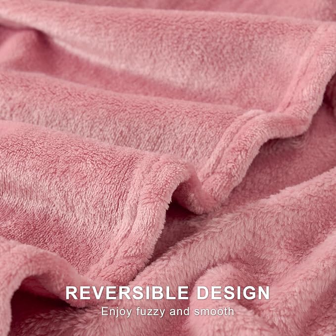 Hansleep Throw Fuchsia Fleece Blanket, Soft Flannel Bed Blanket | Fuzzy Cozy Blanket 50x60 Inches, Multi-use for Bed, Sofa, Couch, Travel, Camping, All Season Warm Lightweight Cover