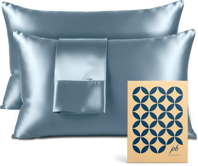 Satin Pillowcase 2 Pack - Queen Size (20"x30", SkyBlue) - Silky Pillow Cases for Hair and Skin - Satin Pillow Covers with Envelope Closure - Extra Soft Premium Microfiber