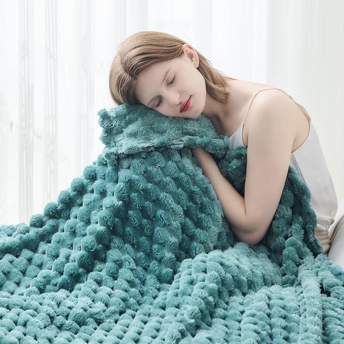 NEWCOSPLAY Fleece Clouds Cozy Throw Blanket for Couch, Light Teal, 50"x60" | Premium Silky Flannel Blanket, Soft Lightweight Fluffy Throw Blanket for Bed Sofa Decor, Gift for All Season Use